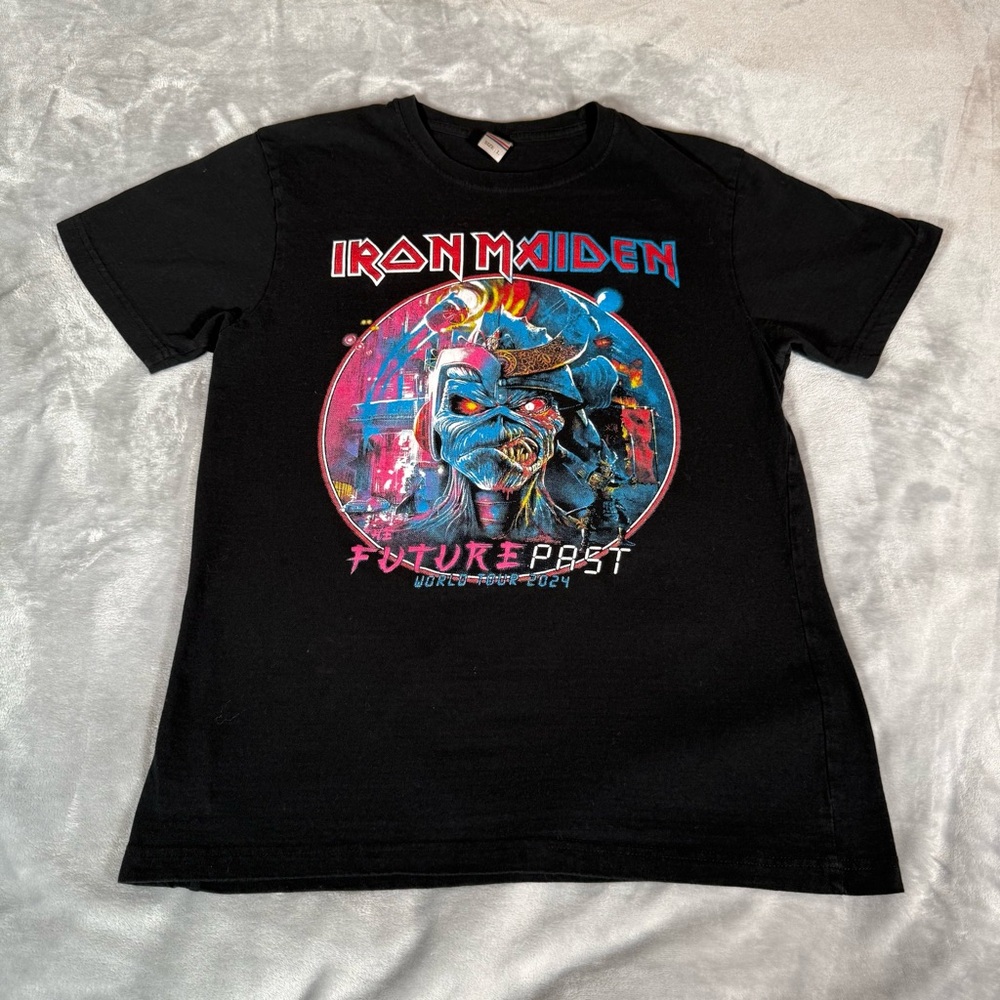 Iron Maiden Future Past World Tour 2024 T Shirt Mens L (Fits M) Double Sided